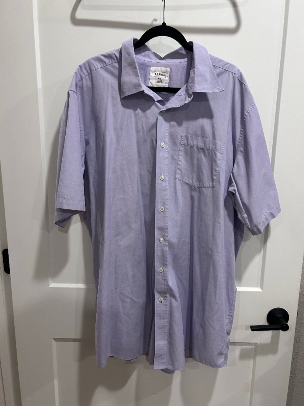 L.L.Bean Men’s XXL Tall Lavender Short Sleeve Button Down Shirt 100% Cotton